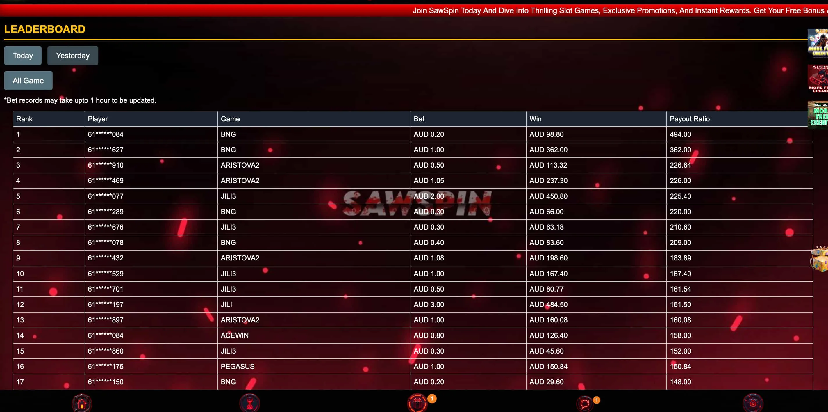 Sawspin Casino Bonuses & Promotions Sawspin Casino Bonuses & Promotions